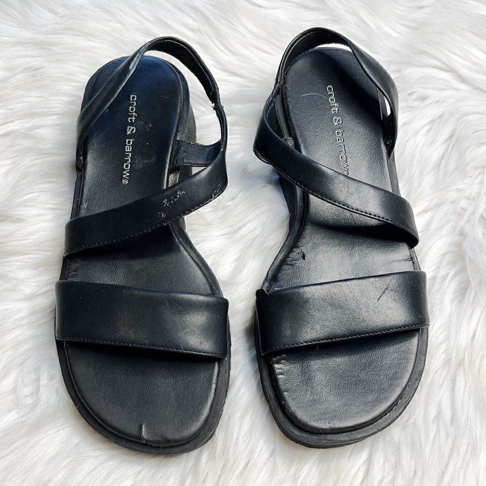 Croft & Barrow St. Catherine Strappy Flat Sandals Black Size 6.5
